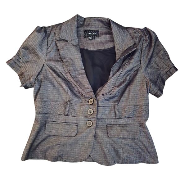 Chime Womens Black Short Sleeve Jacket Size XL Y2K Style NO BELT - Picture 1 of 11